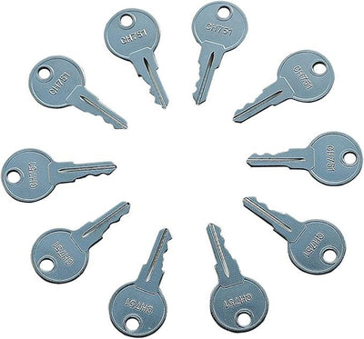 10 Pieces Universal Key CH751 for Various Locks RV Campers Cabinet Doors T-Handles Pickup Shells Tool Boxes Trash Laundry Chutes Sprinkler Controllers