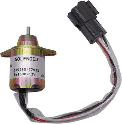 12V Fuel Shutdown Shut Off Solenoid 119233-77932 for Yanmar Engine 3TNE84 3TNE88 4TNE84 3TNV70 3TNV76 4TNV84 John Deere Tractor Takeuchi Excavator