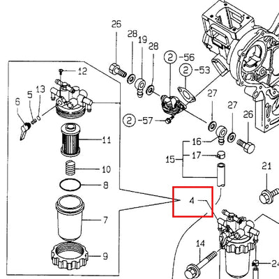 Conjunto de filtro de combustible 129053-55621 para motor Yanmar 2TNV70 3TNM72 3TNM74F 3TNV76F