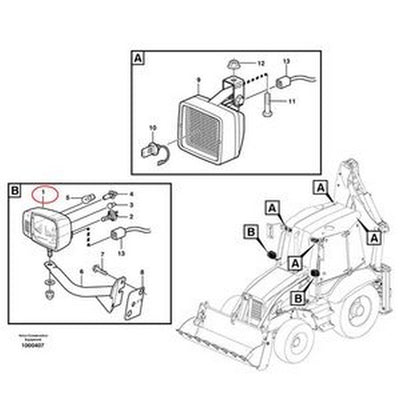 12V Headlamp VOE11882263 for Volvo BL61 BL61B L20B L20F L25B Loader - Buymachineryparts