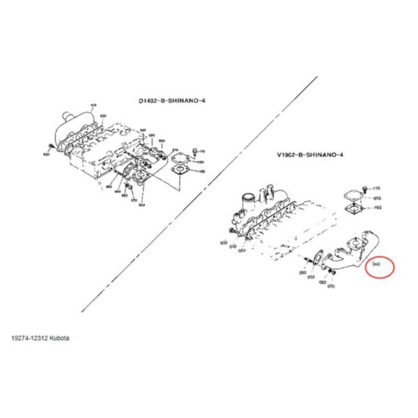 Exhaust Manifold 19274-12312 for Kubota Engine D1403 D1703