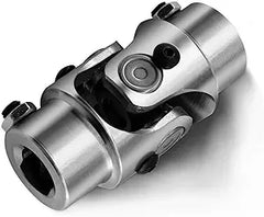 Junta universal de dirección cromada de 5/8" - 36 estrías x 3/4" DD, eje de junta simple en U, longitud total: 83 mm (3-1/4")