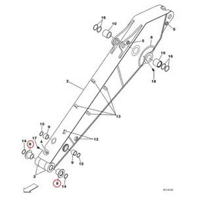 2 PCS Dipper Arm Bushing KSV1407 for CASE Excavator CX350C CX330 CX350B CX350