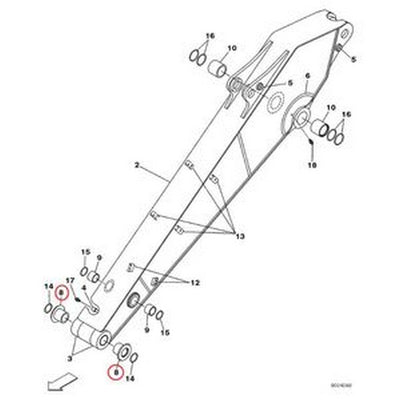 2 PCS Dipper Arm Bushing KSV1407 for CASE Excavator CX350C CX330 CX350B CX350