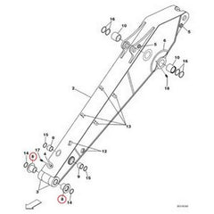 2 PCS Dipper Arm Bushing KSV1407 for CASE Excavator CX350C CX330 CX350B CX350