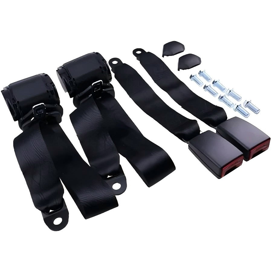 2 Sets Retractable 3 Point Safety Seat Belt Straps Car Vehicle Adjustable Belt Kit ZL85FW