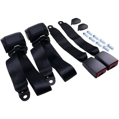2 Sets Retractable 3 Point Safety Seat Belt Straps Car Vehicle Adjustable Belt Kit ZL85FW
