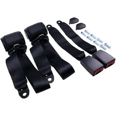 2 Sets Retractable 3 Point Safety Seat Belt Straps Car Vehicle Adjustable Belt Kit ZL85FW
