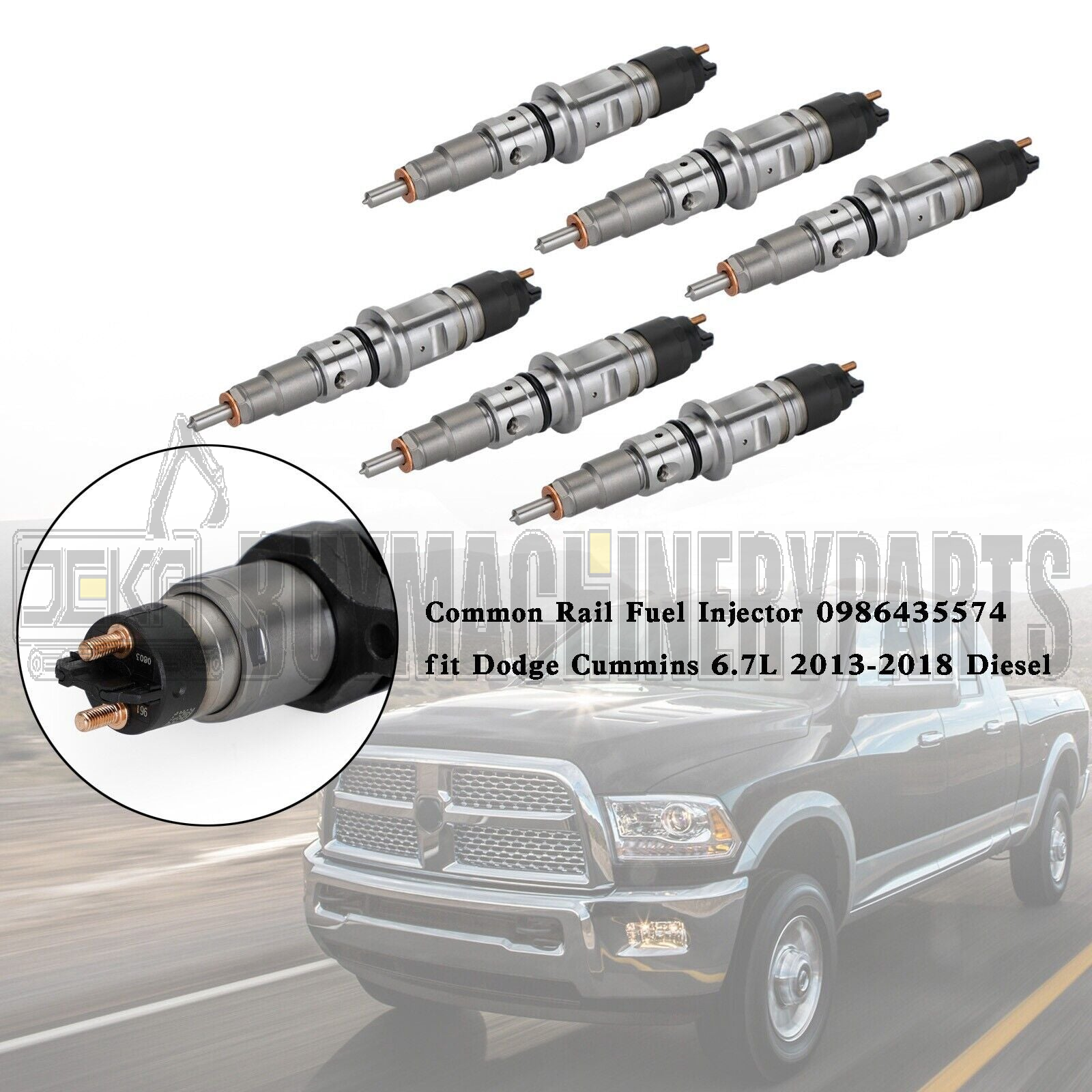 6PCS Common Rail Fuel Injector 0986435574 Fits Dodge Cummins 6.7L 2013-2018