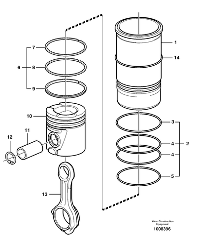 Cylinder Liner Kit 22235061 for Volvo Engine TAD1170VE TAD1171VE TAD1172VE Articulated Hauler A25G A30G A30F A25F