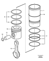 Cylinder Liner Kit 22235061 for Volvo Engine TAD1170VE TAD1171VE TAD1172VE Articulated Hauler A25G A30G A30F A25F