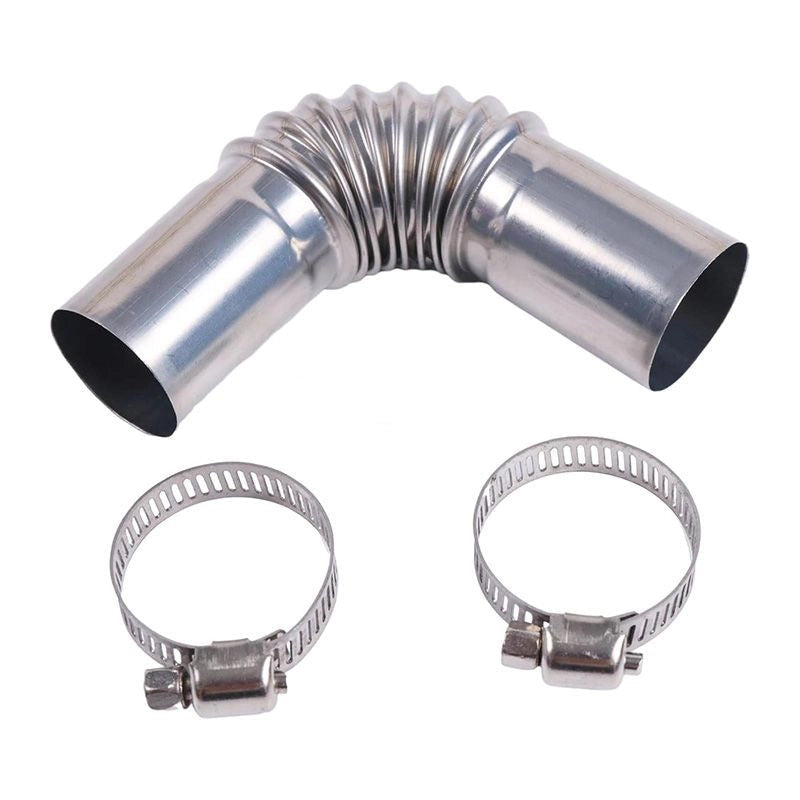 24mm Stainless Steel Exhaust Pipe Tube Duct Tube Elbow Connector Set with Clamps for Webasto Eberspacher Air Heater