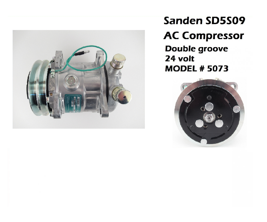 24V Sanden SD5H09 A/C Compressor 232-9203 5073 for Caterpillar CAT 236D 242D 246D 257D 259D 262D 272D 279D 287D 289D 299D - Buymachineryparts