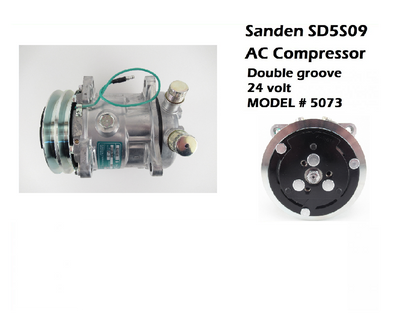 24V Sanden SD5H09 A/C Compressor 232-9203 5073 for Caterpillar CAT 236D 242D 246D 257D 259D 262D 272D 279D 287D 289D 299D - Buymachineryparts