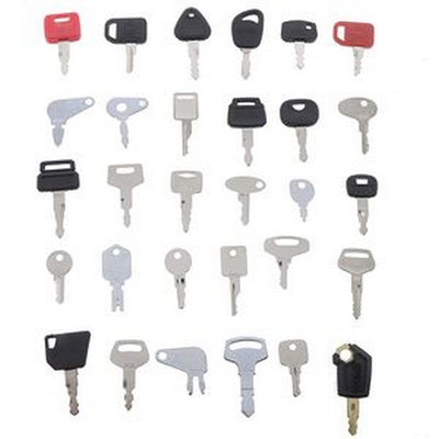 30 Pcs Ignition Key for Caterpillar CAT Komatsu Kubota Case John Deere JCB NH Volvo Heavy Equipment - Buymachineryparts