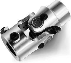 Junta universal de dirección cromada redonda de 3/4" x 1" DD, eje de junta simple en U, longitud total: 83 mm (3-1/4")