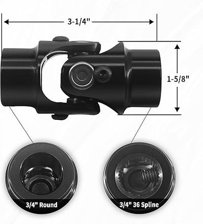 Junta universal de dirección negra de 3/4