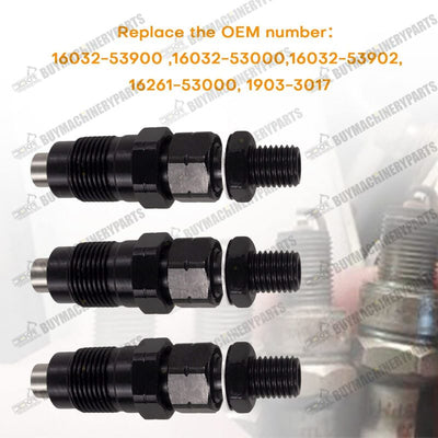 3PCS Fuel Injectors Fit for Kubota D722 Engine BX1830D BX2350D 1600-53000 - Buymachineryparts