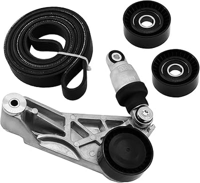 4627038AA KIT Drive Belt Kit with Belt Tensioner Idler Pulleys, Compatible with Jeep Wrangler JK 3.6L 2012-2018 Replacement for 4627038AA