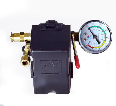 4 Ports 95-125 PSI With 0-200 PSI Gauge 150 PSI Air Compressor Pressure Control Switch LF10-L4 For Lefoo