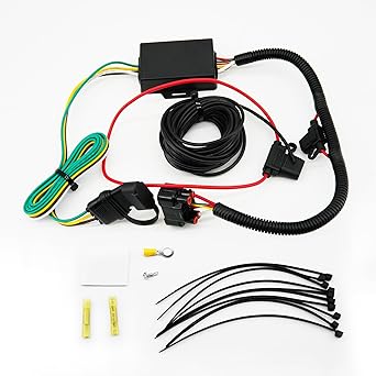 Chicote de cablagem para reboque de 4 vias 56420 compatível com Hyundai Santa Fe 2019-2023, Palisade 2020-2022, Santa Cruz 2022-2024, Tucson 2022-2023, Kia Telluride 2020-2022 e Carnival 2022-2024.