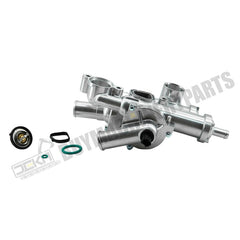 Carcasa de termostato de aluminio mejorada 68003582AB. Compatible con Chrysler 200 (2011-2014), Sebring (2007-2010), Dodge Avenger (2008-2014), Caliber (2007-2012), Journey (2009-2020) y Jeep Compass/Patriot (2008-2017). Reemplaza la pieza 4884571AB.