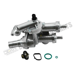 Carcasa de termostato de aluminio mejorada 68003582AB. Compatible con Chrysler 200 (2011-2014), Sebring (2007-2010), Dodge Avenger (2008-2014), Caliber (2007-2012), Journey (2009-2020) y Jeep Compass/Patriot (2008-2017). Reemplaza la pieza 4884571AB.