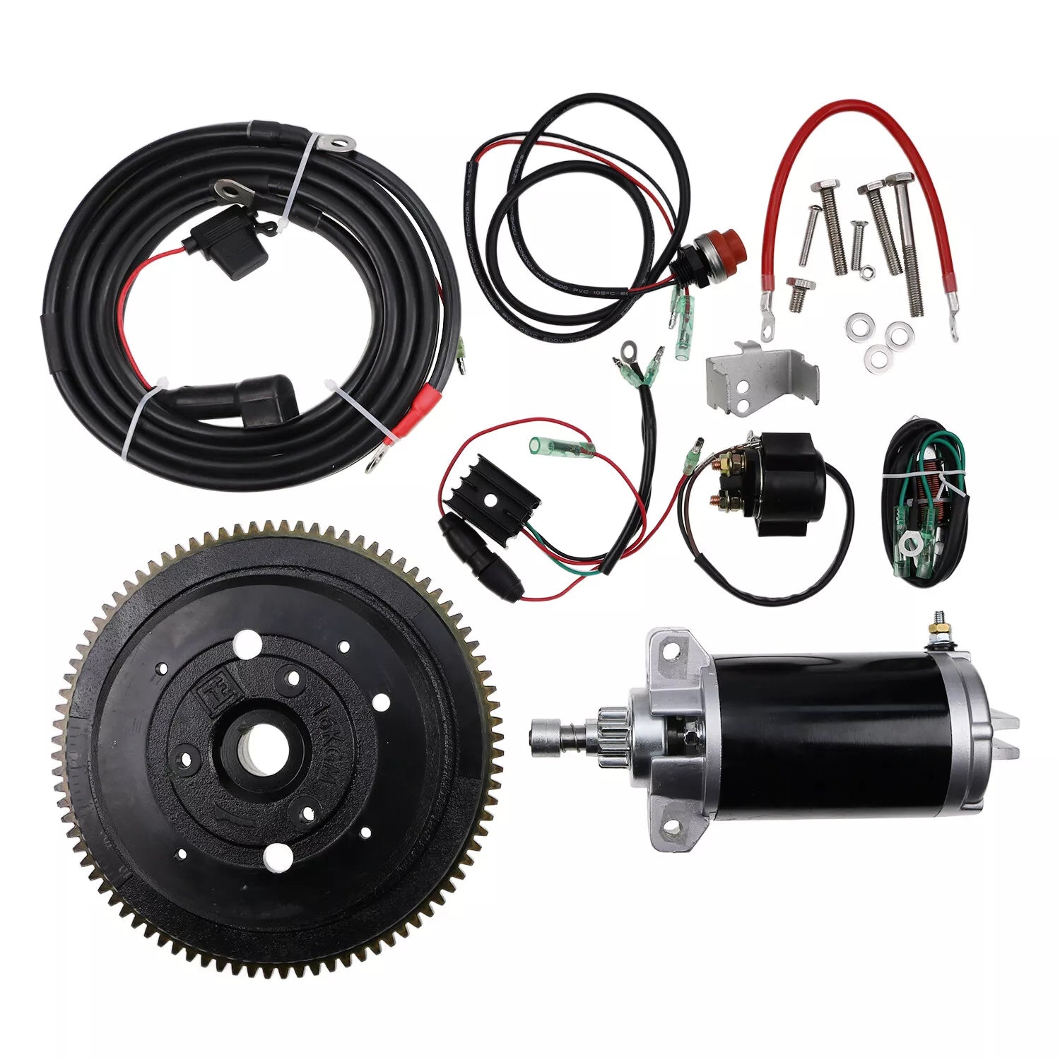 Electric Start Motor Kit for Yamaha Outboard E40X 40Hp 2 Stroke Enduro 66tk 66t Flywheel