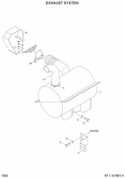 Muffler Silencer 11E6-32011 11E6-32010 for Hyundai Excavator R130LC3 R130LC-3