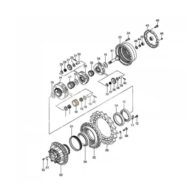 Planet Carrier Assembly 1022198 Sun Gear 3075005 for Hitachi Excavator ZX330 ZX350H ZX280 ZX280LC ZX280-5G EX270-5