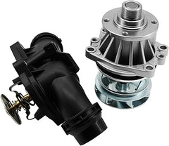 Conjunto de bomba de agua y carcasa del termostato compatible con BMW 320i, 325i, 325xi, 330i, 330xi, 525i, 530i, 323Ci, 328Ci, 323i, 328i, 528i, 325Ci, 330Ci, 330Ci, 330i, X3, X5, Z3, Z4. Sustituye a AW9261 y 1152090.