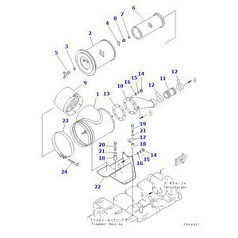 1 Set Air Filter 6128-81-7042 for Komatsu Engine 6D140-1 6D170-1 Excavator PC1600-1 PC1800-6 PC650-5 PC710-5 PC800-6
