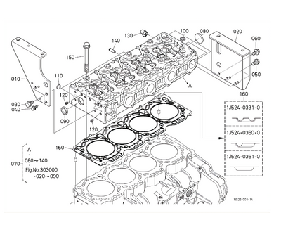 Cylinder Head Gasket 1G410-03310 for Kubota Engine V6108 - Buymachineryparts