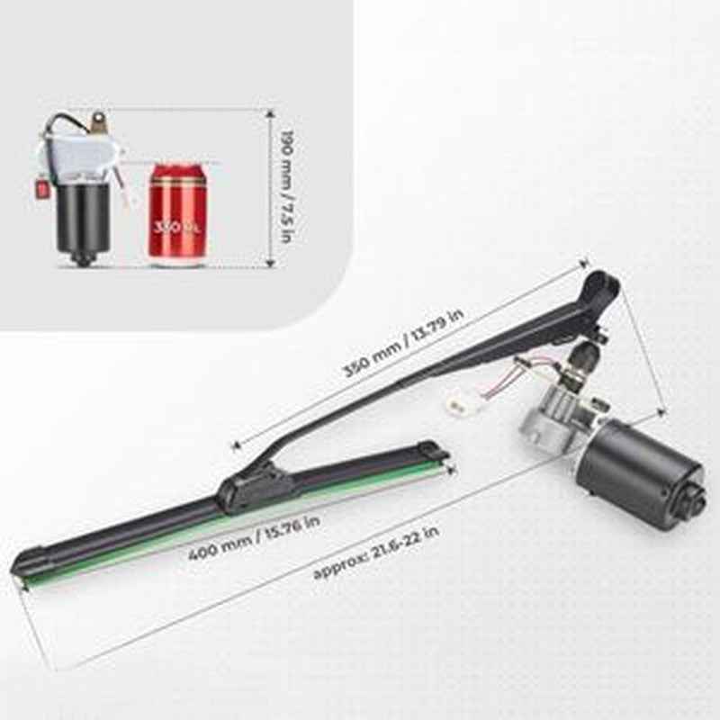 12V Electric Wiper Motor Kit with 16' Blade for Can-Am Defender Kawasaki Mule Teryx