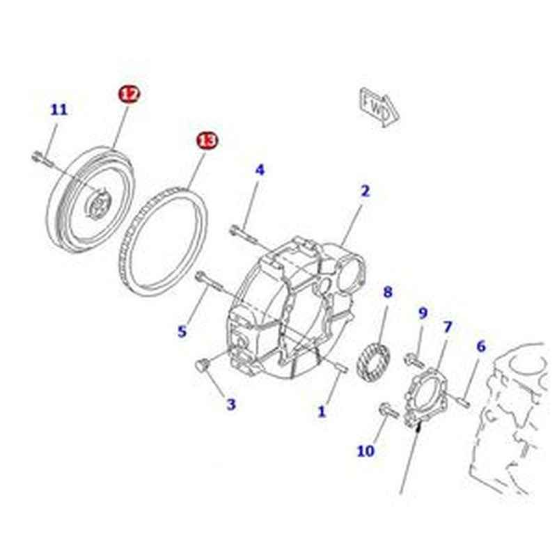 Flywheel Assembly 129128-21590 for Komatsu Engine 3D84-2D 3D84E-3