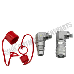 Hydraulic 90 Degree Flat Face Quick Connect Coupler 1/2 Body x 3/8 JIC Male Thread