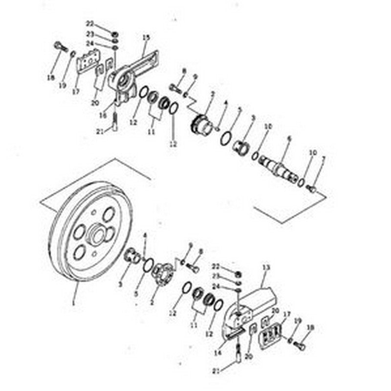 Idler Assembly 125-30-00032 for Komatsu Bulldozer D40A-3 D40A-5 D41S-3 D41Q-3 D41P-5 D41P-3 D41E-3 D40PF-3 D40P-3 D40P-5 D40AM-5 D40F-3 D40AM-3