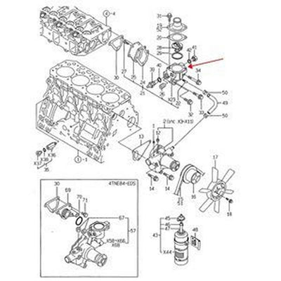 Thermostat Housing 129100-49800 for Yanmar Engine 3TN84L-RTBZ 3TNE84T-G1A 4TNE84-G1A 3TN82E-S 4TN82E-S