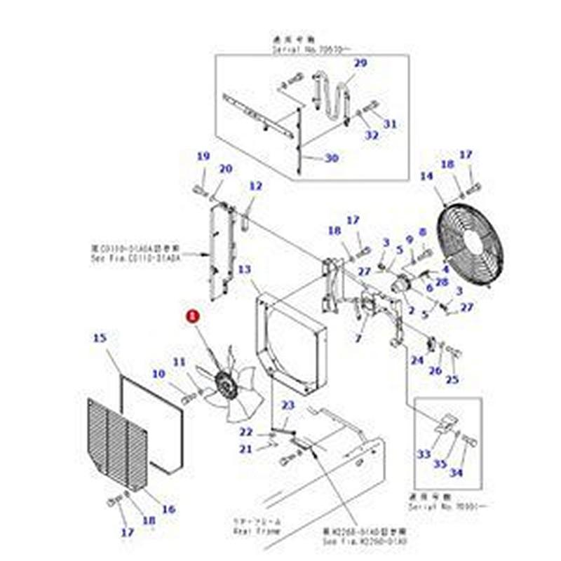 Fan 419-03-33211 for Komatsu Loader WA150-5 WA200-5 WA250-5 WA320-5 WA270-5 WA320-5