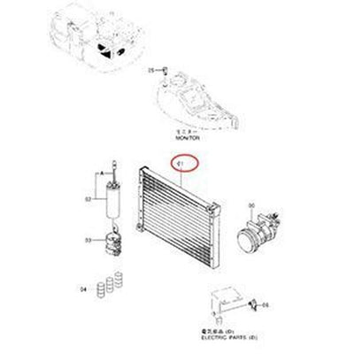 A/C Condenser Core 4361054 for Hitachi Excavator EX100-5 EX120-5 EX150LC-5 EX160LC-5 EX200-3 EX210H-5 EX225USR