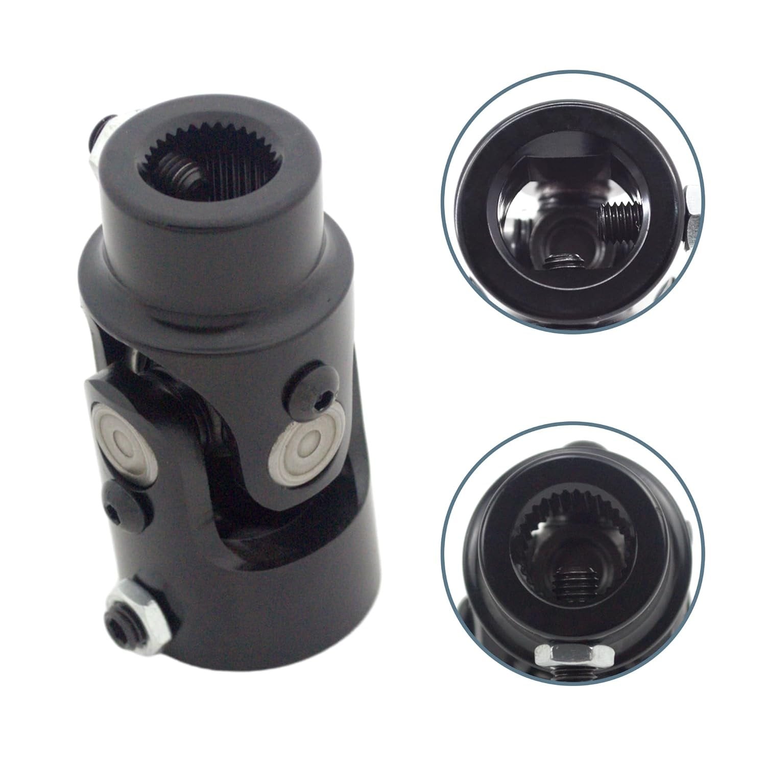 1" DD X 3/4-30 Spline Black Steering Universal Joint Single U Joint Shaft,Total Length: 83mm (3-1/4")