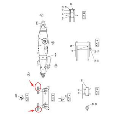 Arm Bushing 4443884 for John Deere 2954D 2554 370C 85G 2454D 3754D 380GLC 60D 330LC 330LCR 350DLC 85D 60G 350GLC 3554
