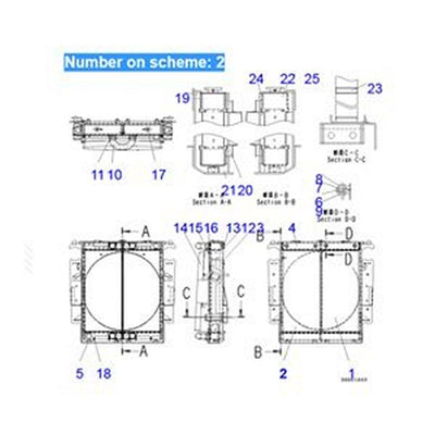 For Komatsu Dump Truck HM250-2 HM300-2 Water Tank Radiator Core ASS'Y 56D-03-21221