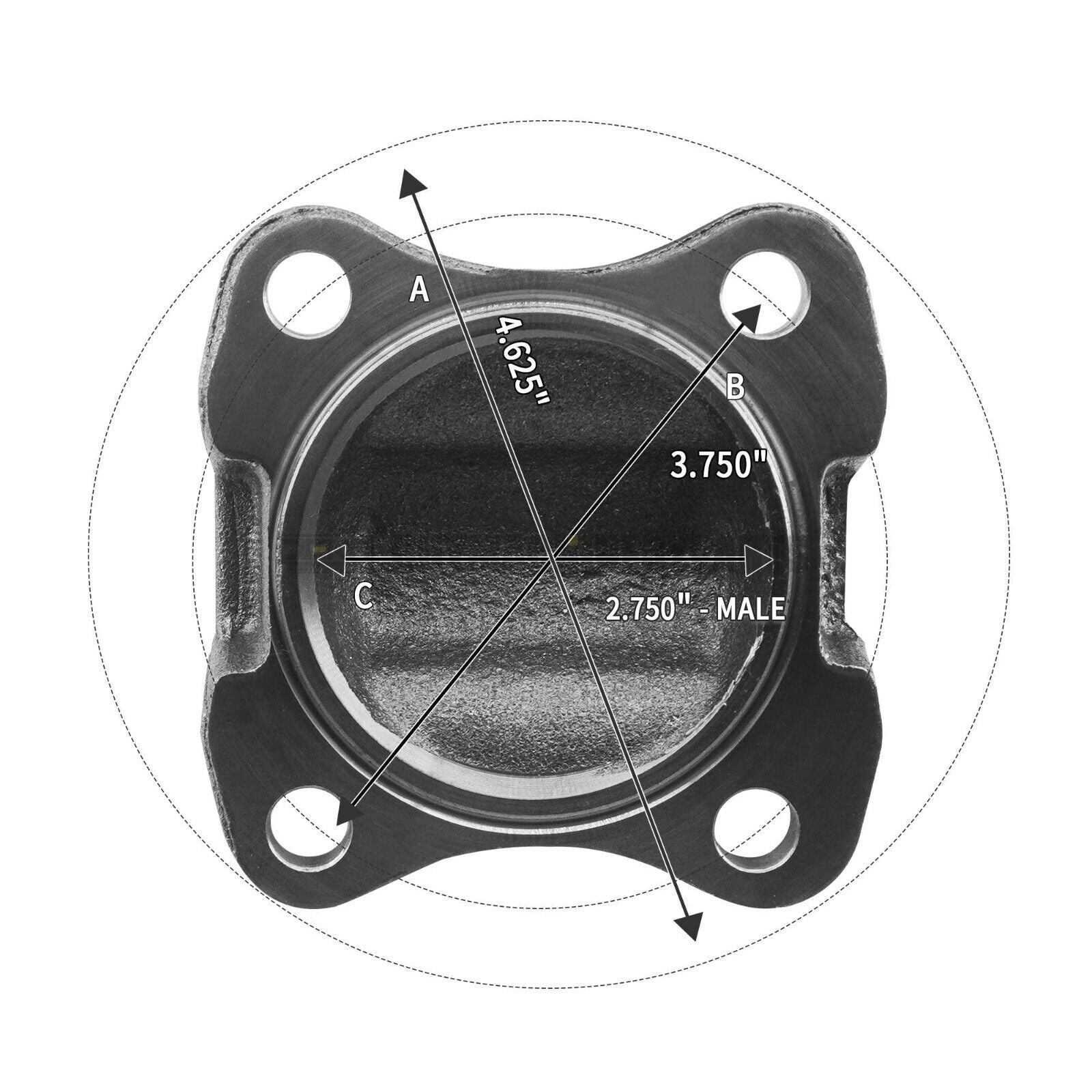 1310 Series Flange Yoke 2-2-479 for 1.063 X 3.219 U Joint, 4 Holes 2.75" M Pilot