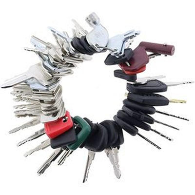 56 Pcs Key for Bobcat CASE Caterpillar CAT Genie Gradall Hyster JCB JLG Komatsu Sany Multiquip Kobelco New Holland Kubota Toyota Volvo and More