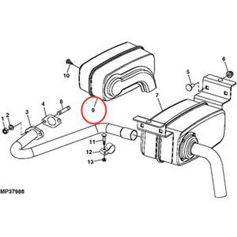 Muffler AM138423 for John Deere Tractor L100 L105 L107 L108 L110 - Buymachineryparts