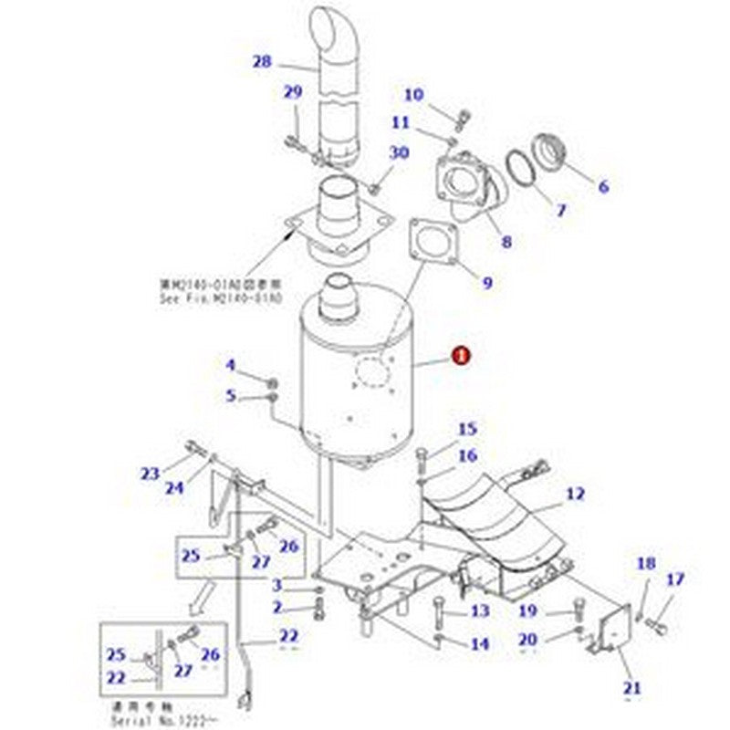 Muffler Silencer 6151-11-8611 for Komatsu Engine S6D125E-2 Crawler Dozer 6D125E-2 D68ESS-12 D65-12 - Buymachineryparts