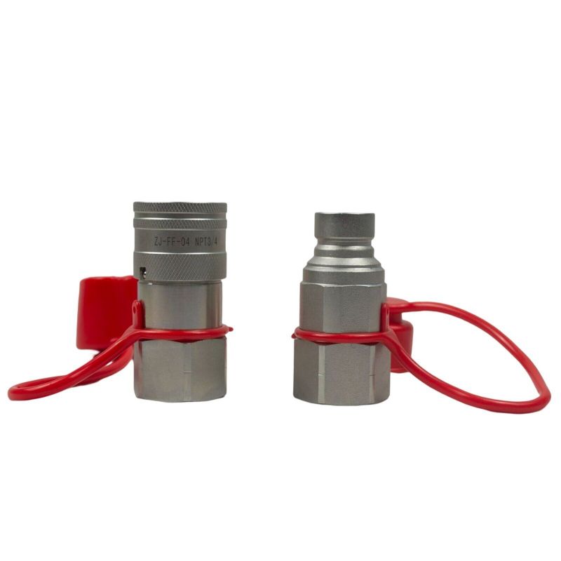 New 1/2" Body x 3/4 NPT Flat Face Hydraulic Quick Connect Coupler Coupling Set - Buymachineryparts