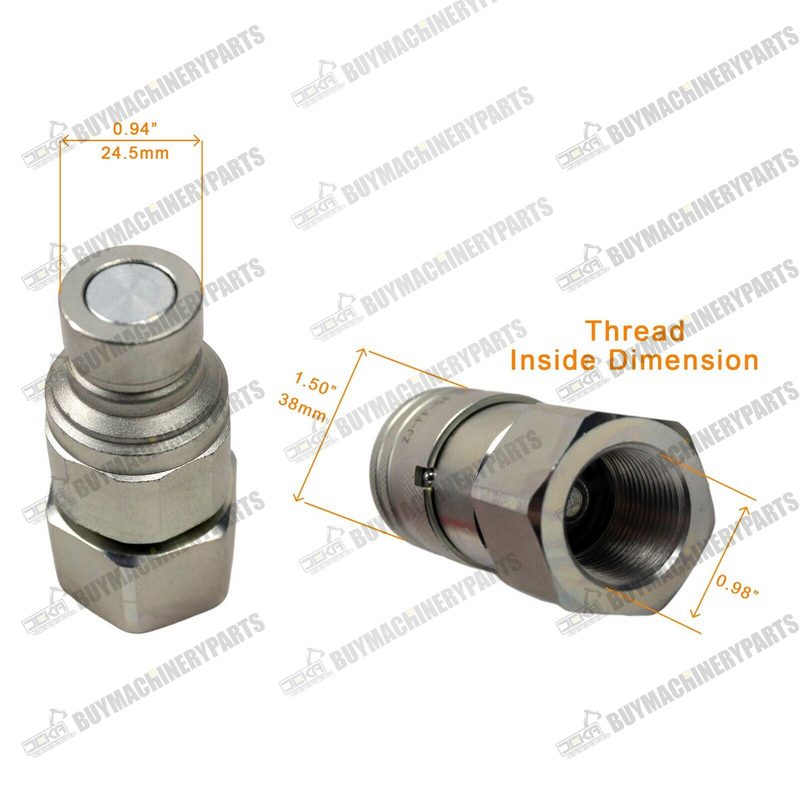 New 1/2" Body x 3/4 NPT Flat Face Hydraulic Quick Connect Coupler Coupling Set - Buymachineryparts