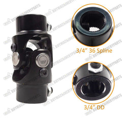 New 3/4" DD x 3/4" 36 Spline Black Steering Shaft U Joint Universal Coupling - Buymachineryparts